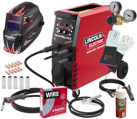 Inwertorowy półautomat spawalniczy spawarka BesterMig 215-S Synergia Lincoln Electric Bester Series Zestaw